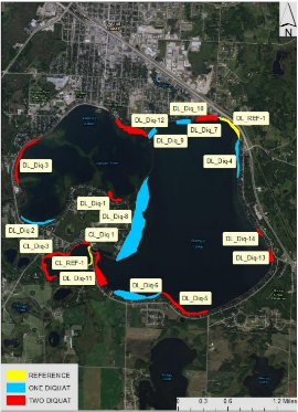 Map of flowering rush treatment sites